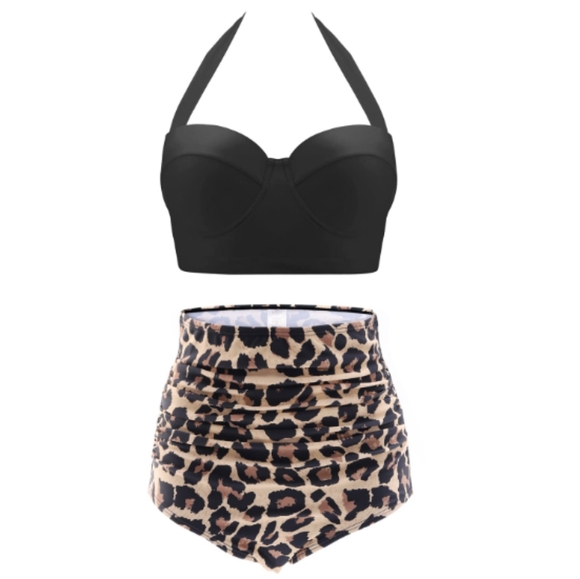 CHERRY CAT Womens Vintage Retro Polka High Waisted Underwire Bikini Two Piece - Picture 1 of 6
